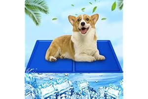 AHYDFSR Alfombra Refrescante para Perros Gatos, Mascotas Alfombrilla Autoenfriante, Almohadillas de Hielo de Gel No Tóxicas, Cama Gat Frio Animales Colchon Mascotas para Verano, 50x65cm, Azul Real