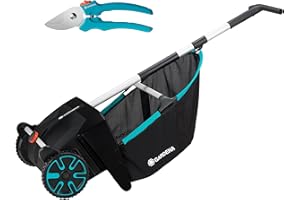 Gardena Laub- und Rasensammler: Kehrmaschine für den Garten, mit entnehmbarem Fangsack, rotierendes Bürstensystem, ergonomischer Griff, geräuscharm (3565-88)