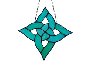 HAOSUM Celtic Trinity Knot Stained Glass Window Hanging Suncatcher Ornament,Irish Decoration Handmade Birthday Gifts for Women Parents Aunt Sister,St Patrick's Day Gifts for Mom Grandma