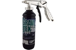 U-Pol Gravitex Stone Chip Protector White 1 Litre x1 Overpaintable Chassis Protection +Air Application Gun Tough Hard Durable Coating Designed To Reproduce The Manufacturers Original Stone Chip Finish