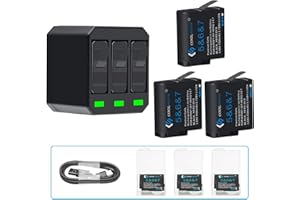 CS COOLSHOW COOLSHOW Hero 7 6 5 Batterie 1500mAh (3 pièces) et Triple Hero 7 Chargeur Set Compatible avec GoPro Hero 7 Black,GoPro Hero 6 Black,Hero 5 Black,Hero 2018