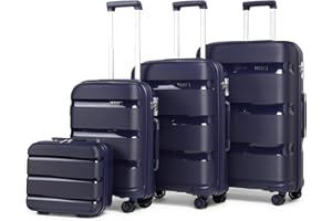 Kono Luggage Set Hard Shell Travel Trolley 4 Spinner Wheels Lightweight Polypropylene Carry On Suitcase with TSA Lock