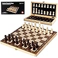 Folding Chess Board Travel Magnetic Chess Piece Set with Portable Storage Board - Traditional Strategy Game for Adults & Kids