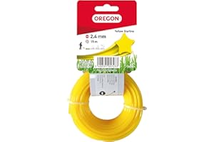 Oregon, Żyłka Tnąca do Podkaszarek i Wykaszarek Oregon, 5 Ostrych Krawędzi, Średnica Żyłki 2,4 mm, Długość 15 m, Profesjonalny Nylon, Kształt Gwiazdy, Kolor Żółty (‎69-452-Y)