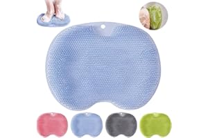 CAPGOOST Tappetino per Piedi Scrubber, Pad Massaggio Doccia, Spugna Schiena Doccia con Ventosa, Esfoliare Piede Spazzola, Circolazione Sanguigna Scrubber, Spazzola per Pulizia Schiena Piedi (Blu)