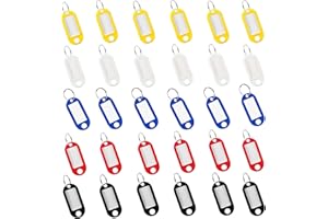 XINXINLOVEE 30 Llaveros de Plástico para Escribir con Llaveros, Etiquetas Identificador Llaves para Llaves Maletas Mascotas Marcadores (5 Colores)