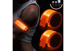 SIMKET Upgrade Led Armband Aufladbar, 2 Stück Reflective Leucht Armbänder Licht Armband Kinder Leuchtbänder USB Reflektorband Leuchtarmband Reflektorband Nacht Sicherheits Licht für Joggen Laufen Running