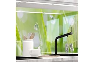Stickerprofis Küchenrückwand hochglänzend selbstklebend - MODERN GRASS - 1,8mm, Hartkunststoff, alle Untergründe, Spritzschutz, PREMIUM 60 x 340cm