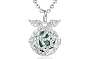 AEONSLOVE Chime Ball Pregnancy Necklace Pendant Angel Wing Music Wishing Bola Locket for Mom Baby Best Jewellery Gift
