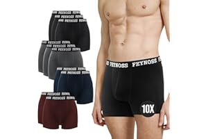 feynoss Boxershorts Herren 10 Pack,Unterhosen Männer,Herren Unterhosen,Boxershorts Herren Baumwolle mit Elastischem Bund,No Scratching Labels,Atmungsaktive,Weiche für Sommer Sport