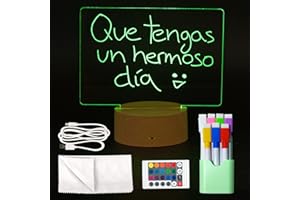 GD Great Dreams® Lampara Personalizada - Lampara Ambiente - Lampara para Escribir con Distintos Colores - Pizarra de Escritura de Acrílico con Soporte - Lampara Mesita Noche Niña - 7 Colores