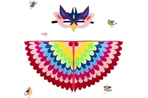 Aitsite Kostium "ailes d'oiseau pour enfants, masque de hibou et de paon, deguisement de hibou avec des masques en feutre, kostiumy w kolorach do sukienek i sukienek