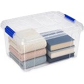 TECHZOCO Storage Bin with Lid Plastic Storage Bin for Books, Clothes, Blankets, 40 x 30 x 21 cm, 16 Litres Capacity