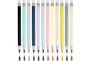 BAFIWU Generische Magic - Matite colorate in metallo, 12 pezzi, con gomma e punte intercambiabili, ideali per bambini, scuola e ufficio