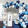 Soonlyn Blue Balloon Garland 124 Pack Navy Silver White Light Blue Balloon Arch Kit for Baby Shower Boy Party Decoration Birthday Decoration