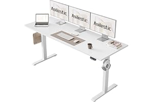 Agilestic Biurko z regulacją wysokości, 160 x 60 cm, elektryczne biurko komputerowe z funkcją pamięci, biurko biurowe i domowe, białe