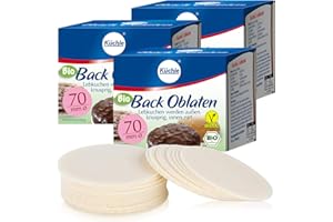 Küchle runde Back Oblaten Bio Vegan 70mm 36g pro Packung 3er Pack Esspapier zum Backen von Makronen & Lebkuchen