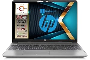 HP 255 G9 Silver Notebook Portatile, SSD M2 512GB, RAM DA 16GB, Display FullHD 15.6", Amd A9 Gold 3150U fino a 3,3 GHz, usb, webcam HD, Wi-Fi, Win11 Pro, Pronto All'uso, Gar. IT