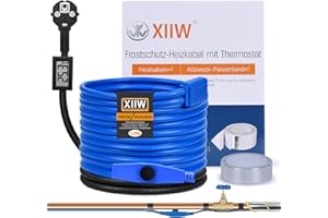 XIIW Cavo riscaldante antigelo da 12 m, con termostato e indicatore di temperatura, tubo di riscaldamento da 230 V, 16 W/M per tubo dell'acqua, cavo di riscaldamento impermeabile per tubazioni