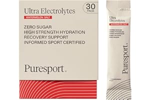 Puresport Ultra Electrolytes Hydration Watermelon Salt (30 Pack) | High Performance Sugar Free Electrolytes Powder | 1000mg Sodium | Electrolyte Sachets to Optimise Hydration/Support Muscle Function