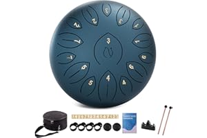 LIDGUNI Steel Tongue Drum 12 Inch 15 Tones Steel Drums for Children and Adults, Handpan Drum with Music Book, Drum Mallets and Carry Bag, Handpan C Major, Dark Blue