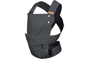 marsupi Classic Babytrage - Neugeborene von der Geburt bis zu 15 kg - Baby Erstaustattung - Klett-Verschluss - Leicht und Kompakt - Grey L