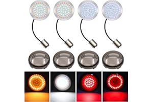 NWpangu 1157 Turn Signal Lights, 2''Bullet Front Rear Turn Signal LED Bulbs Smoke Lens Covers Kit, Compatible with Touring Street Glide Road Glide.