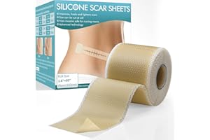EVEELLYN Silikonpflaster für Narben (1,6 "x 60" Rolle - 1,5 m), Easy-Tear Silikon-Narbenblätter, Narbensalbe für Narben, die durch Kaiserschnitt, Operationen, Verbrennungen, Keloid usw. verursacht wurden