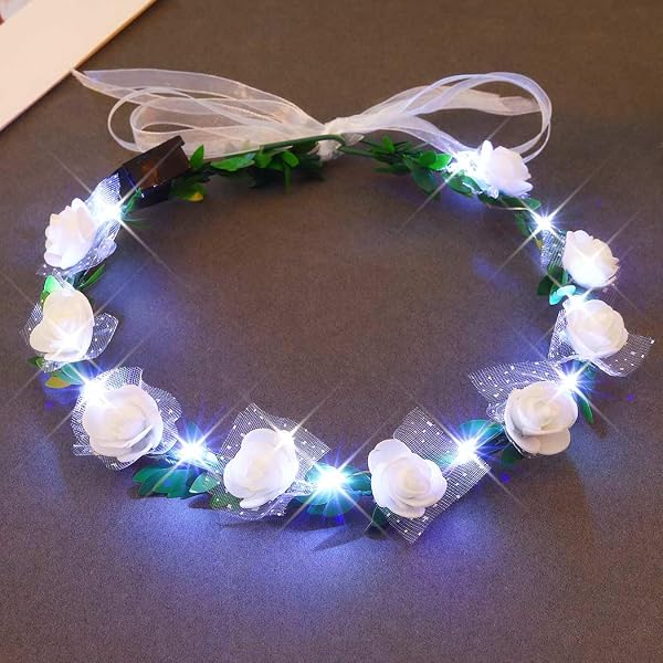 Jovono LED Blumenkranz-Stirnband – Leuchtende Krone Für Hochzeit, Cosplay & Partys, Verstellbar, Warmes Licht