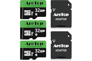 AreTop Carte Micro SD 32Go, Lot de 3 Carte Memoire UHS-I, TF Micro SDHC Classe 10, U1,avec Adaptateur pour Tablette/Drone/Dash Cam/Camera/Phone/Nintendo-Switch/PC，Lecture maximale 90 Mo/s