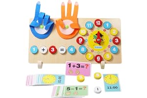 SOETDERT Trä Matematisk Leksak, Fingerräkning och Klockförståelse Läxleksak, Montessori Leksak Läxlek, Pedagogiskt Värd för Räkneuppgifter Tal Lärande, Matematisk Leksak Present