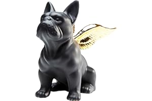 Kare Design figura decorativa Ángel Perro Sentado, negro/dorado, motivo perro, gres, accesorio, salón, decoración para estanterías o aparadores, escultura decorativa, decoración, 22x12x21 cm