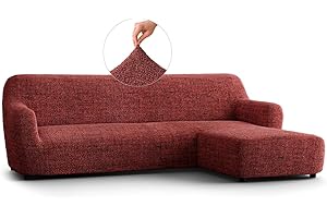 PAULATO BY GA.I.CO. PAULATO - Copridivano Penisola Destra in Microfibra con Fantasia, Tessuto Bielastico Antigraffio Lavabile in Lavatrice, Certificato OEKO-TEX, Disegno Vittoria Bordeaux - Made in Italy