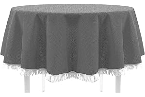 EXKLUSIV HEIMTEXTIL Gartentischdecke mit Fransen Tischdecke Classic 160 cm rund dunkelgrau