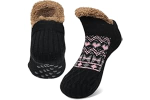 ZFSOCK Calcetines Antideslizantes Invierno para Mujer: Calcetín Andar por Casa Zapatillas con Forro Polar Térmicos Suave Mullidos Cálidos Gruesos Cómodos Regalo Navidad 1 Pares EU 35/42