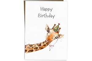 BYANIKA Happy Birthday Card | Cute Bday Message For Him, Her Best Friend, Boyfriend, Girlfriend, Husband, Wife, Partner, Sister, Brother, Colleague, Niece, Nephew, Teenager, Mum, Dad | Giraffe Design