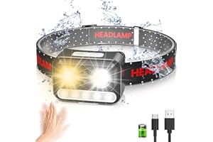 GIZMIFY Stirnlampe LED Wiederaufladbar-Kopflampe mit Bewegungssensor & 9 Arbeitsmodi, 2000 LUX Superhell & IPX5 Wasserdicht, Lange Akkulaufzeit,Tragbar Verstellbare Stirnlampe für Camping, Angeln, Läuft