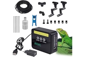 CPROSP Sistema di Nebulizzazione per Rettili, Umidificatore per Rettili Automatico con Timer e Rotazione Regolabile a 360°, Umidificatore per Terrario o Fiori di Piante