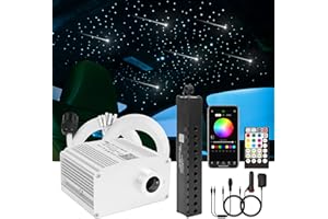 CHINLY Bluetooth 10 W RGBW Twinkle LED Fibre optique Star Kit de plafonniers APP/télécommande 550 pièces * 0.75mm * 4 m pour la maison/voiture