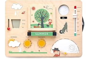 Tender Leaf Toys Giocattolo educativo in legno con accessori magnetici e attività – insegna stagioni, temperatura e nuove abilità linguistiche per bambini 3+