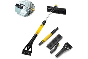 Atsmoce® Skrobak do lodu z miotłą, profesjonalny samochód ze szczotką do śniegu, wysuwany do 90 cm, skrobak do samochodu, samochodu, SUV-a, ciężarówki