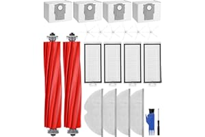 Tixexo Kit de Accesorios Repuesto para Roborock Q7/Q7+/Q7 Max/Q7 Max+, Recambios para Roborock Q7-2 Cepillo Principal, 4 Filtro HEPA, 4 Paños de Limpieza, 6 Cepillos Laterales, 4 Bolsa de Polvo