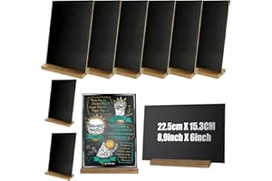 ‎DAJAVE DAJAVE 10 Stück Schiefertafel zum Beschriften 15X22CM Kreidetafel Aufsteller A5 Tafel Aufsteller, Beschriften Doppelseitig Tischaufsteller Holz Ständer,Kleine Tafeln zum Beschriften für Preisschilder
