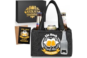 ‎KEZKALS KEZKALS Geschenke für männer, Männerhandtasche Bier mit Flaschenöffner, Männergeschenke für Papa, Lustige Geschenke für Männer, Papa Geschenk, Geburtstagsgeschenk für Männer, für 6 Bierflaschen