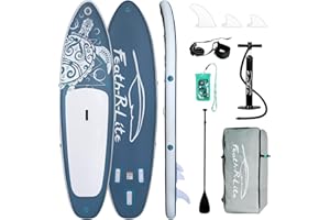 FEATH-R-LITE Tavola da surf gonfiabile SUP completa Paddleboard accessori pagaia regolabile, pompa, zaino da viaggio, guinzaglio, borsa impermeabile, tavola per adulti
