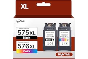 ‎CANPICK CanPick druckerpatronen 575 576 Multipack pg 575 XL 576 XL für Canon 575 Black 576 für Canon PIXMA TS3550i TR4755i TR4750i TR4751i TS3551i TS3750i TS3751i TS3752i TR4756i (575 Black, 576 Color)
