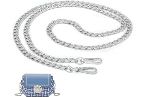 PETGLIMMER Cadena Bolso Plata 120 cm, Metal Correas de Hombro, Bandolera de Aluminio de Repuesto con Hebillas Giratorias, Plata de Metal Cadena para DIY Bolso de Hombro Fabricación, Monederos, Cruz Cuerpo