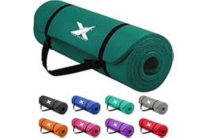 Xn8 Sports Yoga mat 10mm & 15mm Thick NBR Exercise Mat - Non-Tearable Pilates Mat with Extra Carry Strap - Yoga Mats for Women Men for Aerobics Lunges Planks Indoor & Outdoor 183Lx61Wx1.5 & 1Th