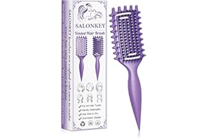 SALONKEY Spazzola per Capelli Ricci Districante e Antistatica, Impugnatura Ergonomica, Definisce i Ricci Senza Dolore, Adatta per Donna Uomo Bambini, Ideale per Capelli Mossi Crespi Secchi e Bagnati