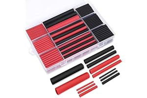 KabelDirekt – Schrumpfschlauch-Set mit 270 Teilen – Schrumpfschläuche mit Schrumpfverhältnis 3:1 und Kleber, 5 Größen mit 2,4-9,5mm Durchmesser, 45/90mm Länge, zum wasserdichten Isolieren von Kabeln